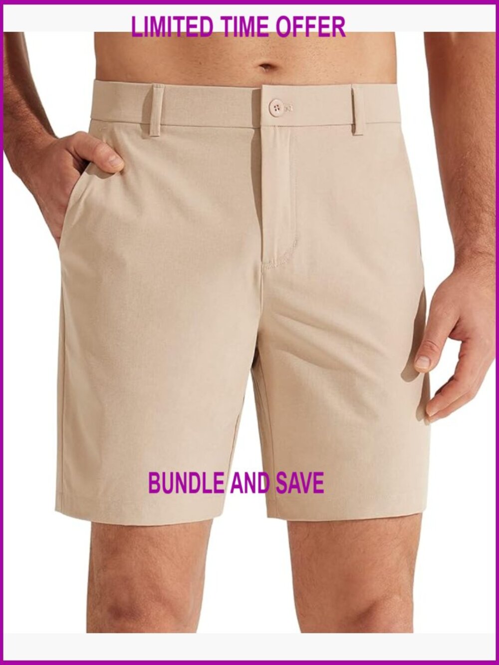 Men's Golf Shorts 7" Inseam Quick Dry Water Resistant Flat Front